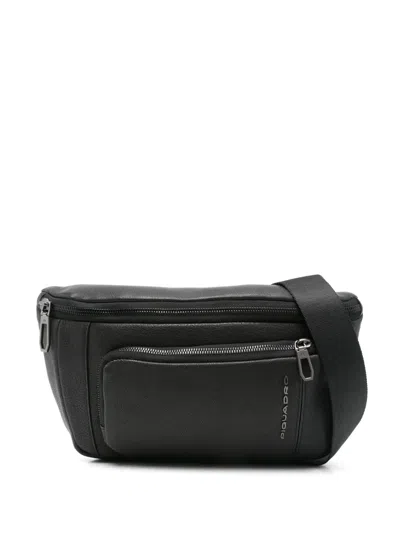 Piquadro Leather Belt Bag In Black