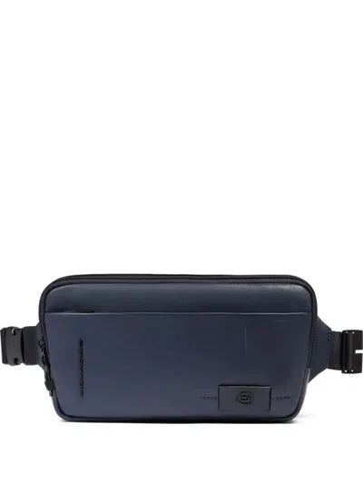 Piquadro Leather Belt Bag In Blue