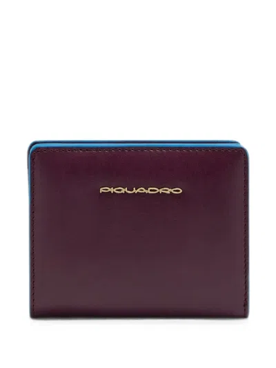 Piquadro Leather Bifold Wallet In Burgundy