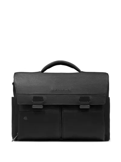 Piquadro Leather Briefcase In Black