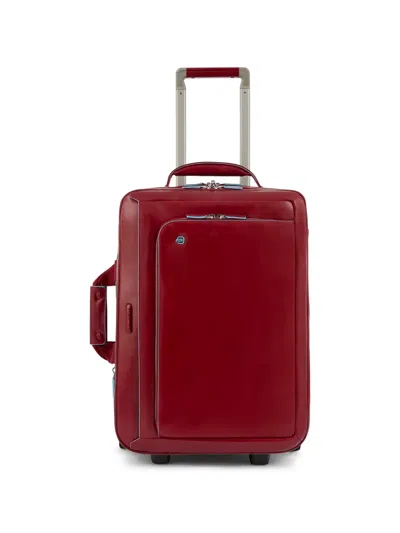 Piquadro Leather Cabin Luggage In Burgundy