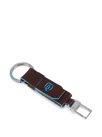 Piquadro Leather Carabiner Keyring In Brown
