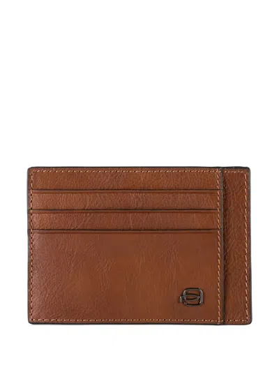 Piquadro Leather Card Holder In Brown