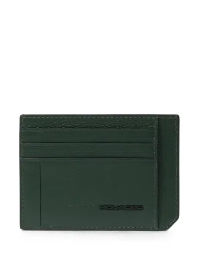 Piquadro Leather Card Holder In Green
