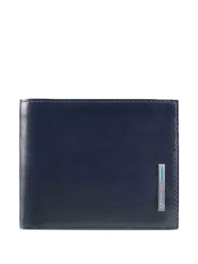 Piquadro Leather Cardholder In Blue