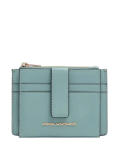 Piquadro Leather Cardholder In Blue