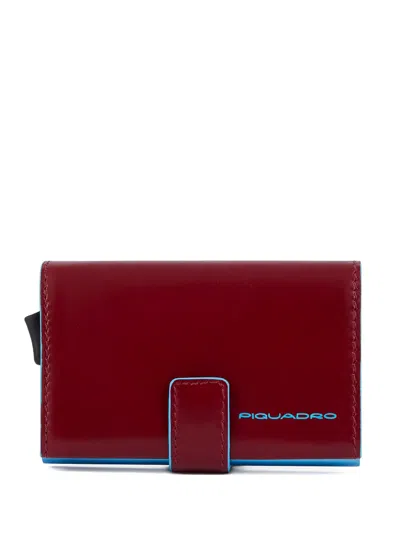Piquadro Leather Cardholder In Burgundy