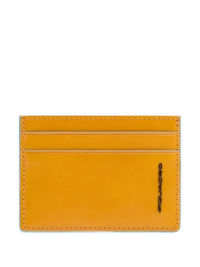 Piquadro Leather Cardholder In Orange