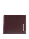 Piquadro Leather Coin-pocket Wallet In Burgundy