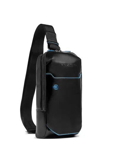 Piquadro Leather Crossbody Bag In Black