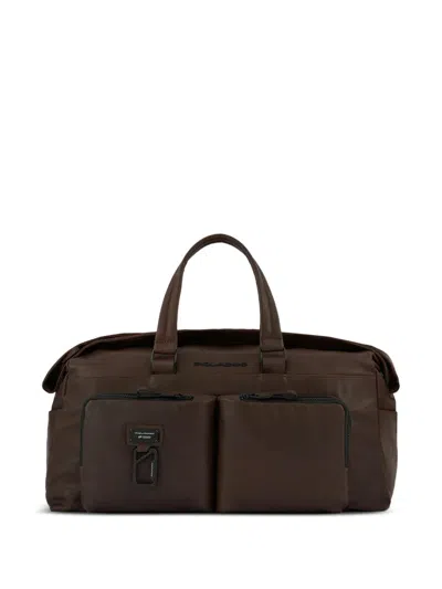 Piquadro 레더 더플 백 In Brown