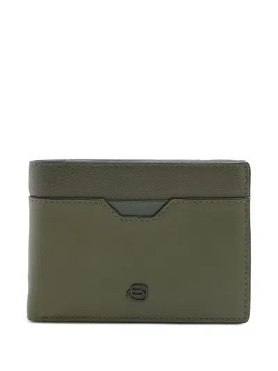 Piquadro Leather Flip-up Wallet In Green
