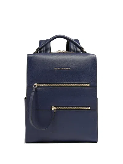Piquadro Leather Ipad® Backpack In White