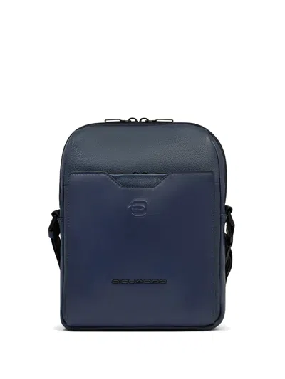 Piquadro Leather Ipad Cross Body Bag In Blue