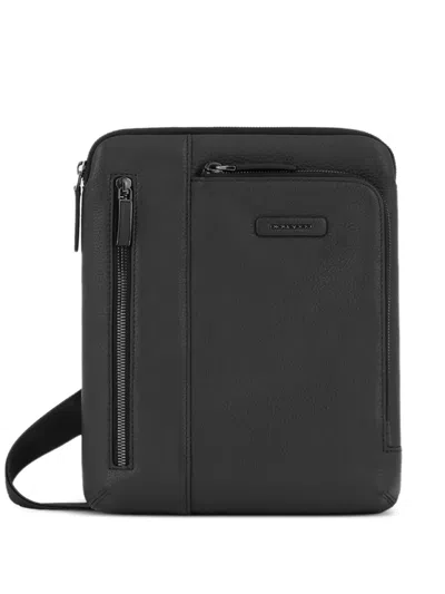 Piquadro Leather Ipad® Crossbody Bag In Black