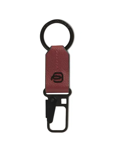 Piquadro Leather Keyring In Rot