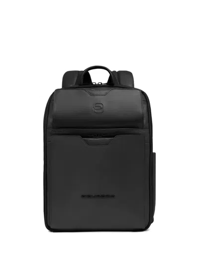 Piquadro Leather Laptop Backpack In Black