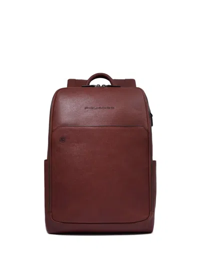 Piquadro Leather Laptop Backpack In Brown