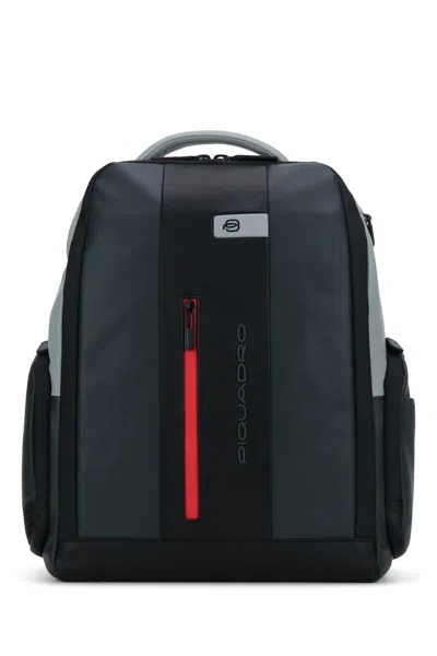 Piquadro Leather Laptop Backpack For 15.6 In Pc In Black