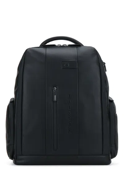 Piquadro Leather Backpack In Black