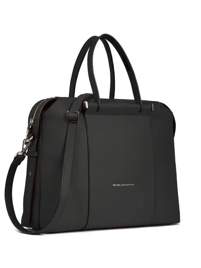 Piquadro Leather Laptop Bag In Black