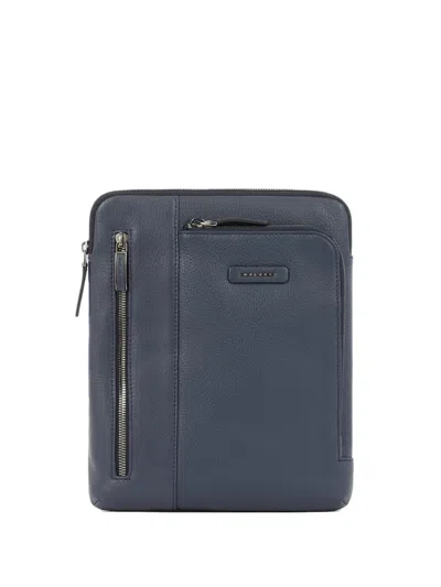 Piquadro Leather Laptop Bag In Blue