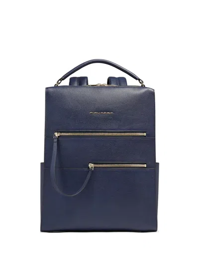 Piquadro Leather Laptop Bag In Blue