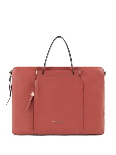 Piquadro Leather Laptop Bag In Orange
