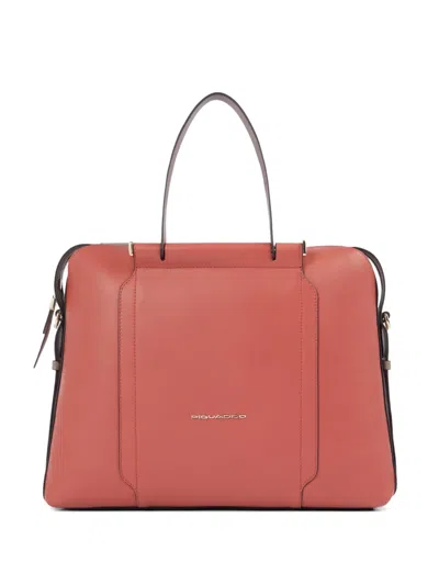 Piquadro Leather Laptop Bag In Pink