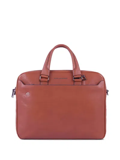 Piquadro Leather Laptop Bag In Pink
