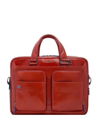 Piquadro Leather Laptop Bag In Red