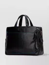 Piquadro Leather Laptop Bag With Handles And Compartments In Silver
