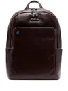 Piquadro Leather Logo-patch Backpack In Brown