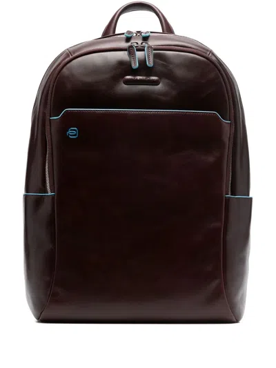 Piquadro Leather Logo-patch Backpack In Brown