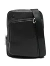 Piquadro Leather Messenger Bag In Black