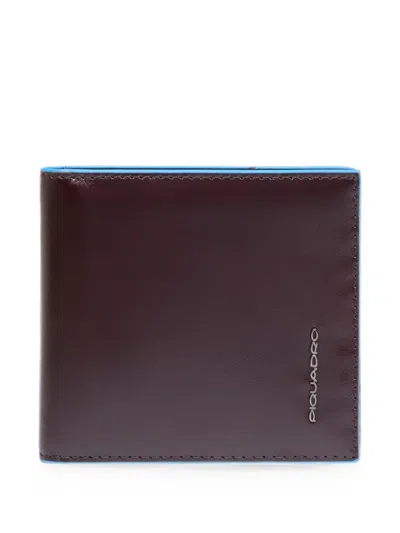 Piquadro Leather Money Clip Wallet In Burgundy