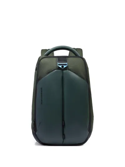 Piquadro Leather-paneled Backpack In Green