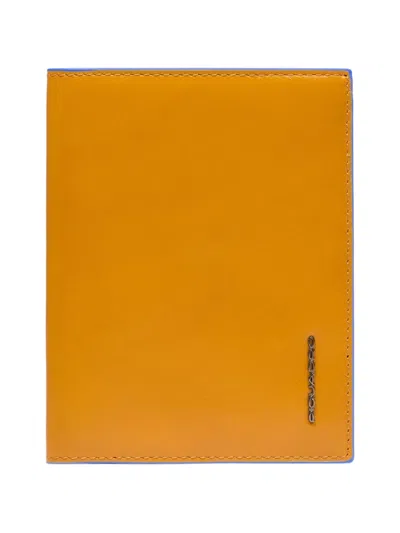 Piquadro Leather Passport Holder In Orange