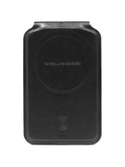 Piquadro Leather Rechargeable Tracker Wallet In Black