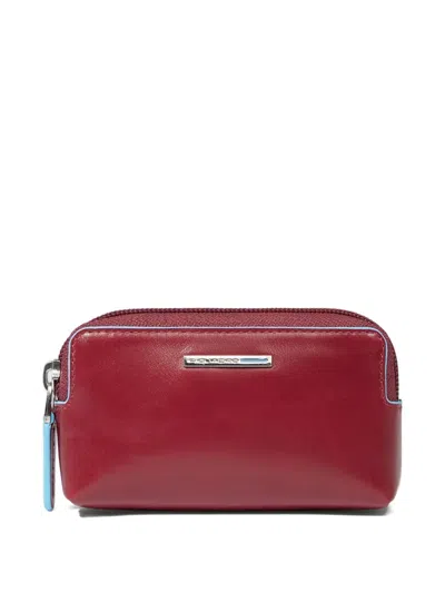 Piquadro Leather Rings Key Holder In Blue