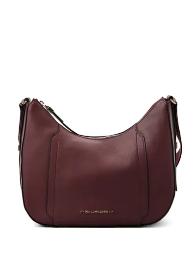 Piquadro Leather Shoulder Bag In Burgundy