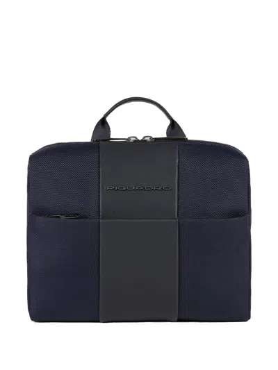 Piquadro Leather Toiletry Bag In Blue