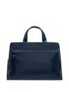 Piquadro Leather Top-handle Laptop Bag In Blue
