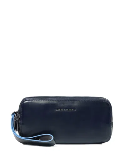 Piquadro Leather Travel Bag In Blue