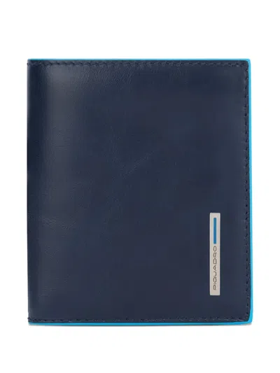 Piquadro Leather-trimmed Cardholder In Blue
