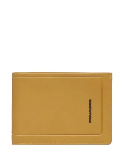 Piquadro Leather Wallet In Yellow