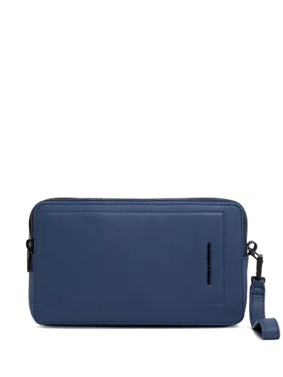 Piquadro Leather Wrist-strap Clutch Bag In Purple