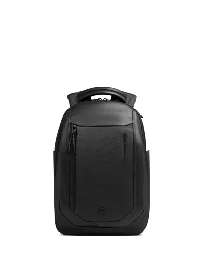 Piquadro Leather-panelled Backpack In Black