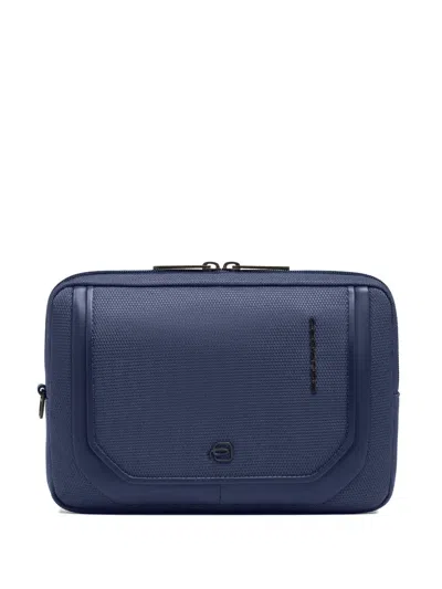 Piquadro Leather-trim Clutch Bag In Blue