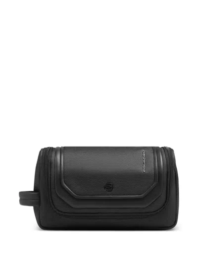 Piquadro Leather-trim Hanging Toiletry Bag In Green